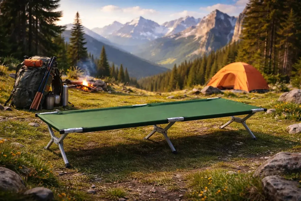 Catre Plegable Cama Campaña Camping Bolsa Transporte 190x62x42cm