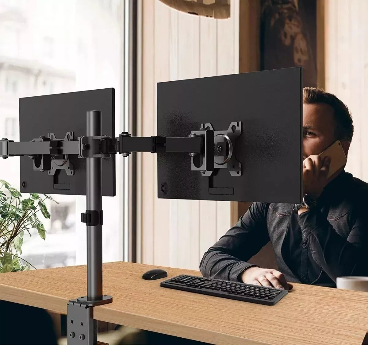 Brazo Soporte Monitor Base Para Monitor Dobl Alzador Monitor