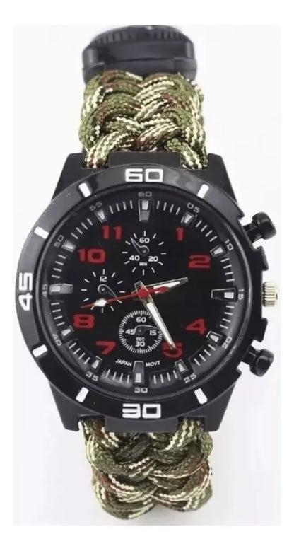 Reloj Tactico Supervivencia Paracord Brujula Pulsera 7 En 1