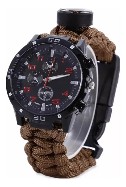 Reloj Tactico Supervivencia Paracord Brujula Pulsera 7 En 1
