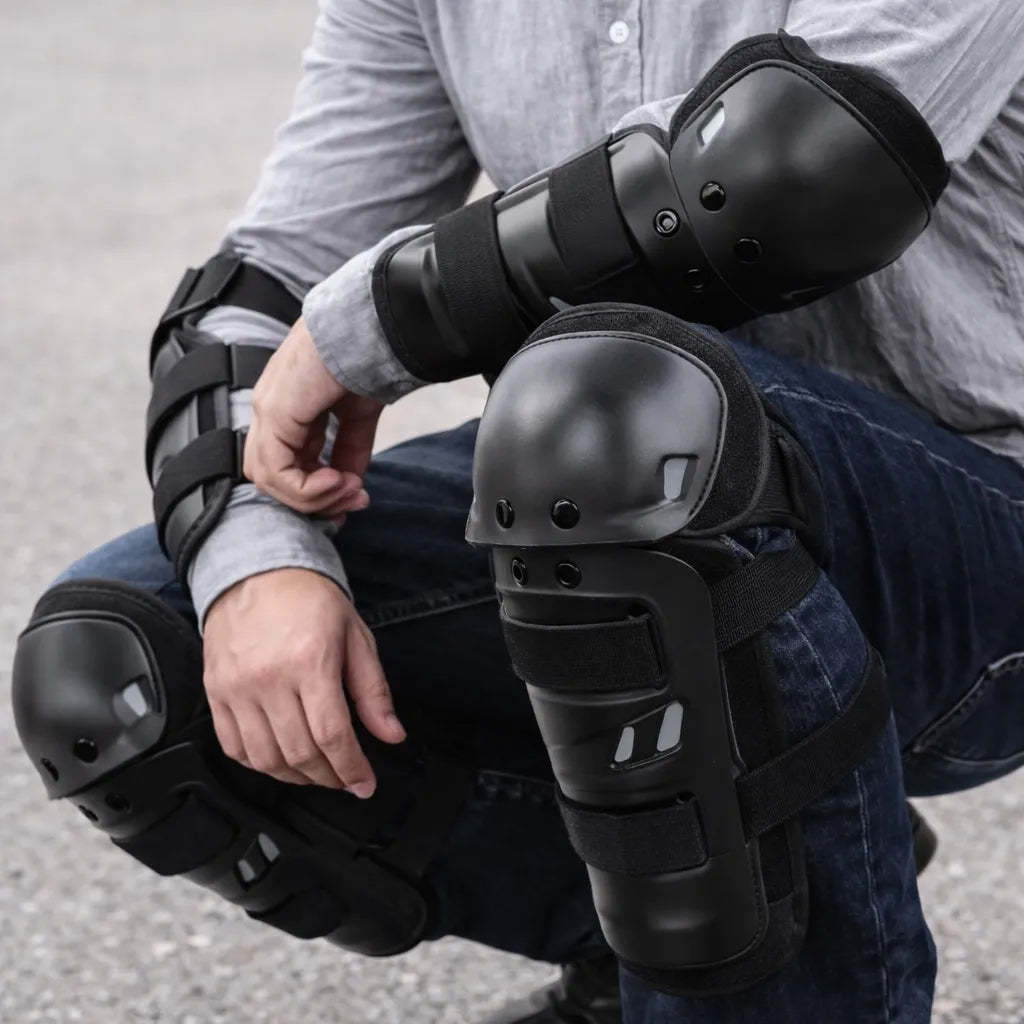 Set Rodilleras + Coderas Articuladas Proteccion seguridad Moto