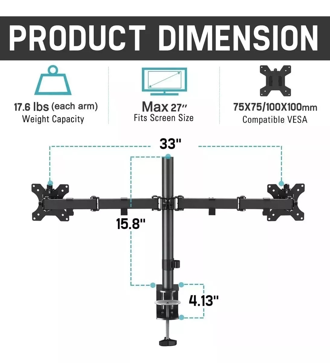 Brazo Soporte Monitor Base Para Monitor Dobl Alzador Monitor