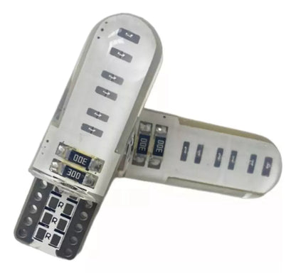 Set X2 Led Posicion T10 Siliconado Cambus Ampolletas Led 5w