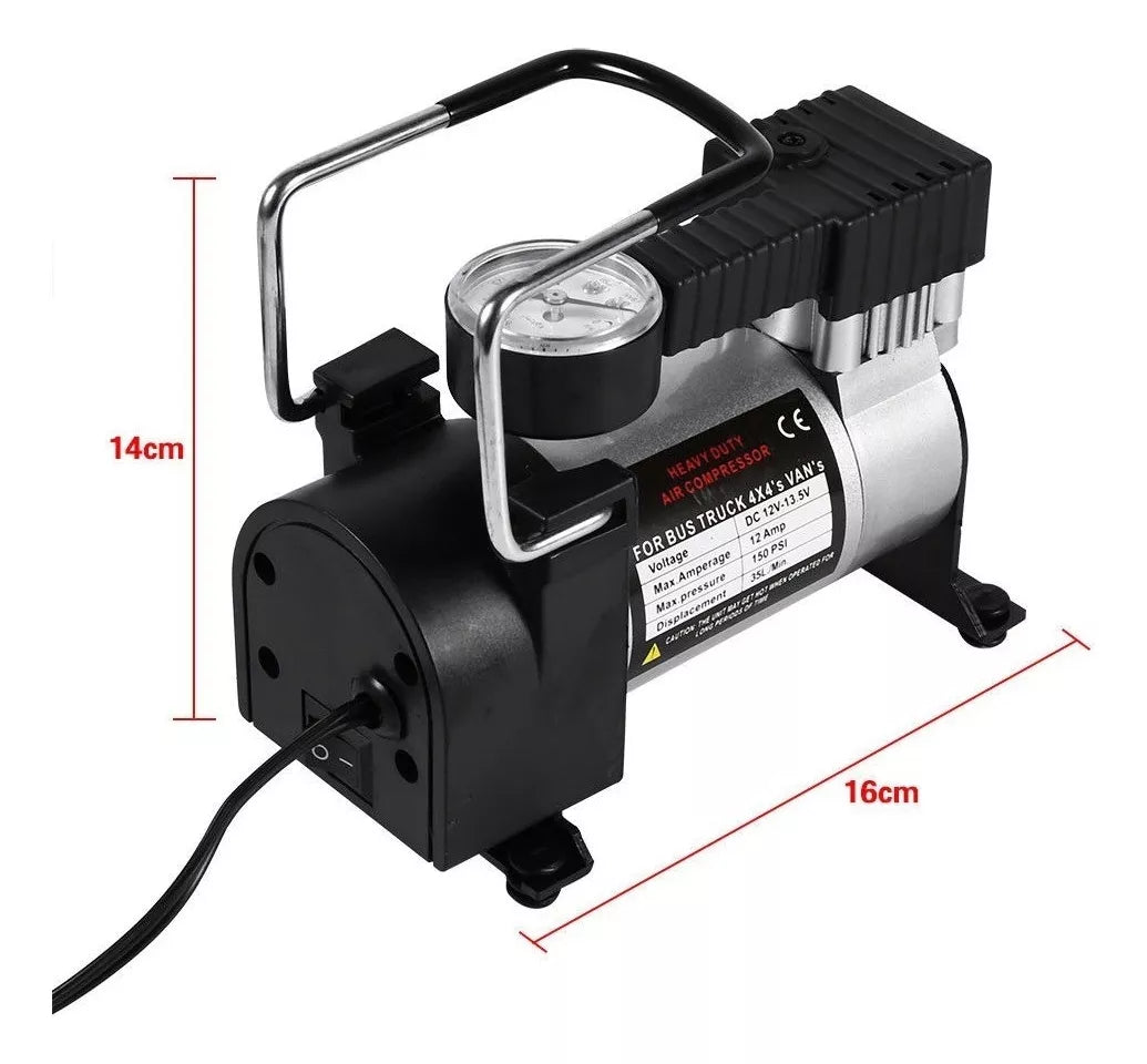 Compresor Aire 12v Compresor Metalico 12v Auto Moto 35l/min