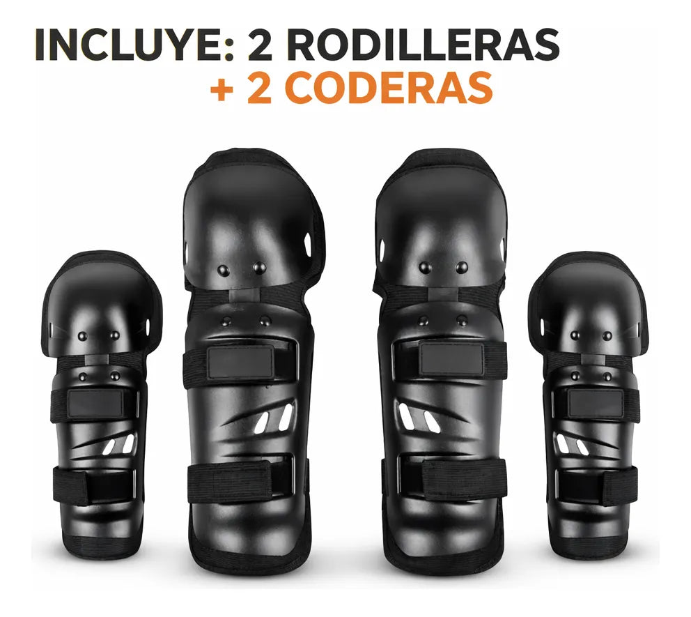 Set Rodilleras + Coderas Articuladas Proteccion seguridad Moto