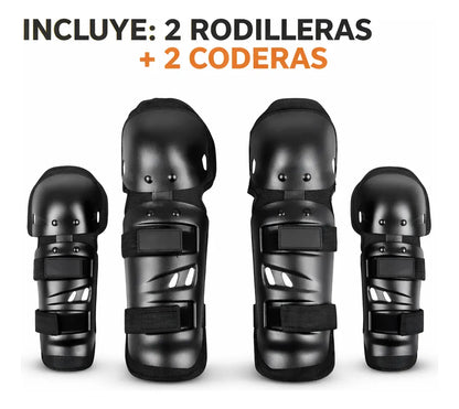 Set Rodilleras + Coderas Articuladas Proteccion seguridad Moto