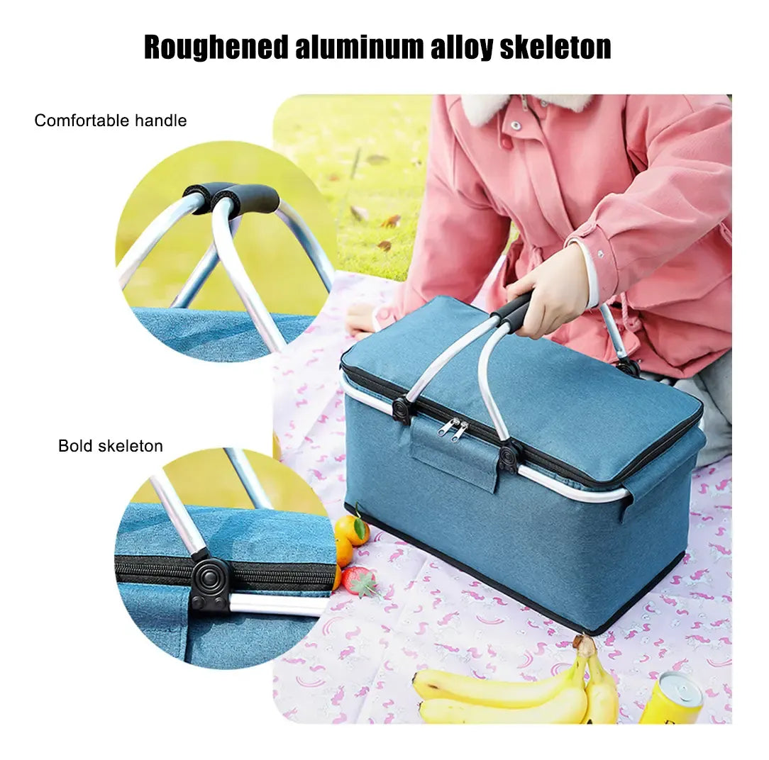 Canasto De Picnic Cesta Termica Picnic Impermeable 40x23x20