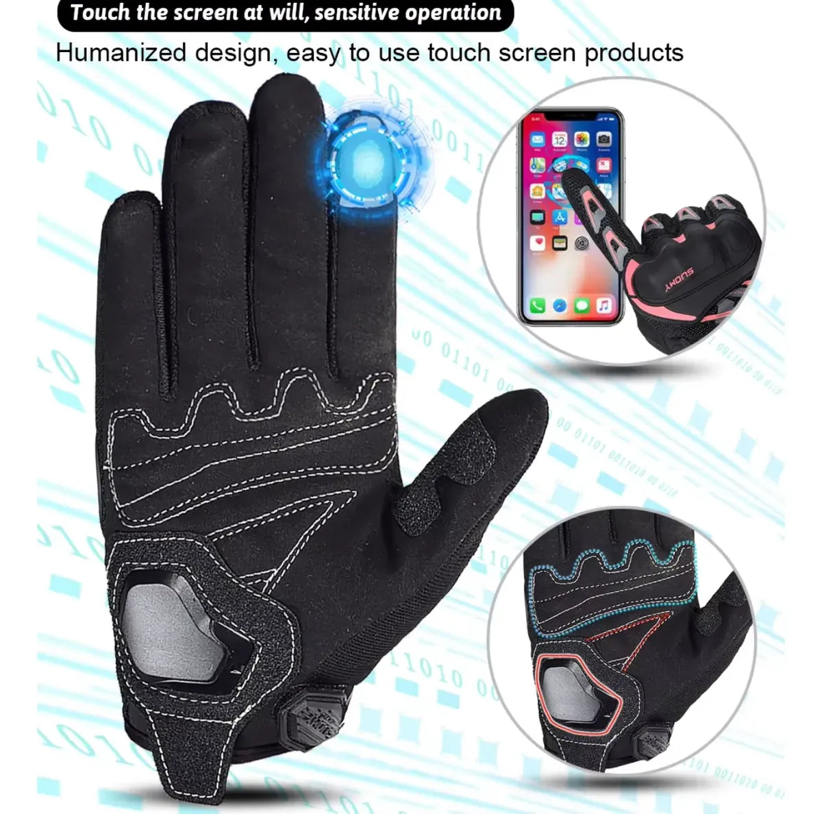 Guantes Para Moto Bicicleta Con Protecciones Pantalla Tactil