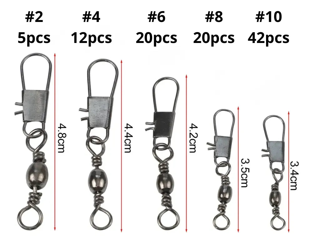 Caja Pesca 100 Snap Destorcedor Quitavueltas Accesorio Pesca Plateado