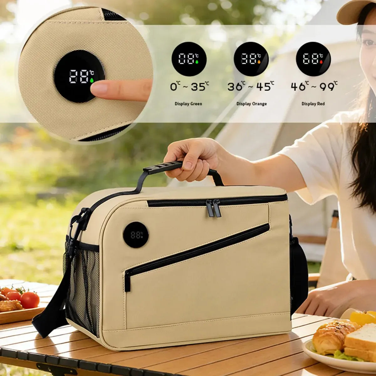Bolso Lonchera Bolso Termico Inteligente Medidor Temperatura