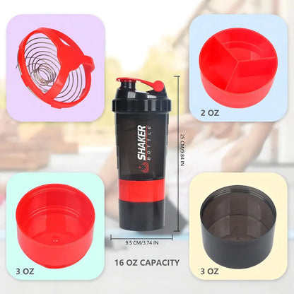 Vaso Proteina Botella Shaker Para Batido Botella Gym 3 En 1