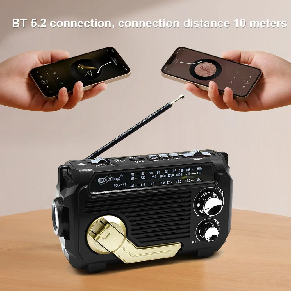 Radio Solar Bluetooth Parlante Linterna Dinamo Usb Fm Am