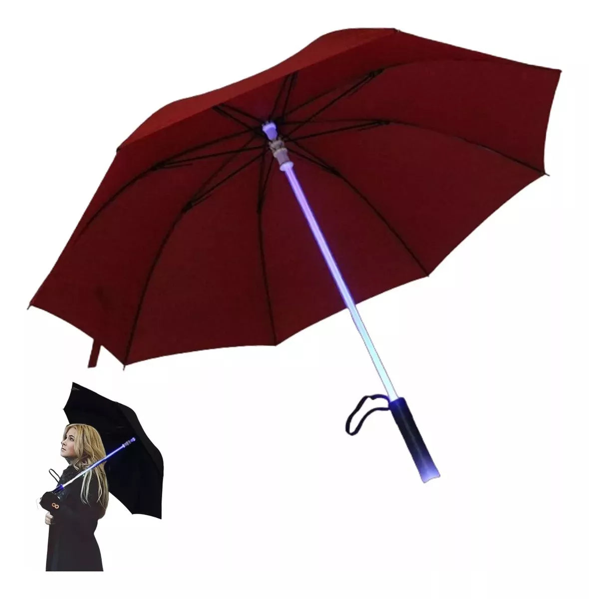 Paraguas Plegable Led Lluvia Paragua Grande 8 Varillas 80 Cm