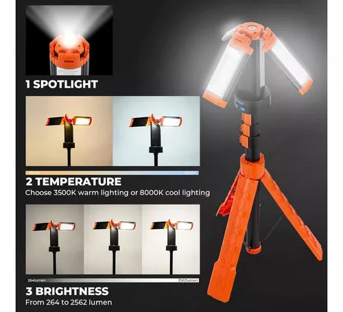 Linterna Lampara Tripode Linterna Usb Lampara Trabajo 1.8m