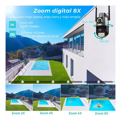 Camara Seguridad Wifi Camara Ptz Hd Luz Alarma Camara 360 Hd
