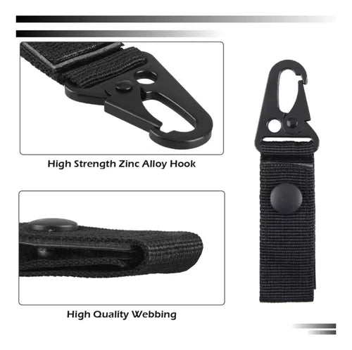 Llavero Mosqueton Tactico Molle Velcro Llavero Camping Negro