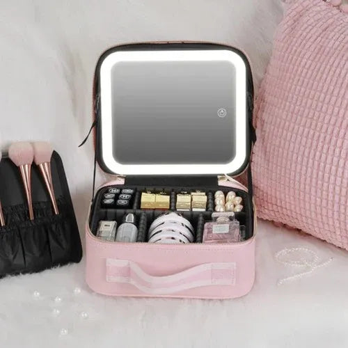 Bolso Maquillaje Cosmetiquero Espejo Led Bolso Mano 26x23x13