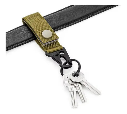 Llavero Mosqueton Tactico Molle Velcro Llavero Camping Negro