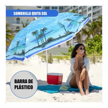 Sombrilla Playa Quitasol Paraguas Sombrilla Verano 160cm