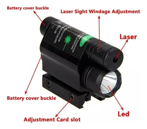 Laser Tactico Linterna Tactica Pistola Fusil Riel 20mm 2en1
