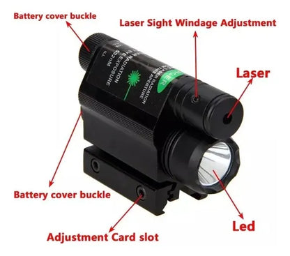 Laser Tactico Linterna Tactica Pistola Fusil Riel 20mm 2en1