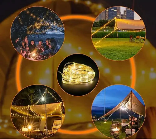 Lampara Camping Guirnalda Tira Led 10m Luz Recargable 5modos