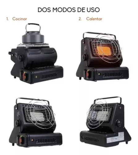 Calefactor Cocinilla Gas Hibrida 2 En 1 Portatil Camping