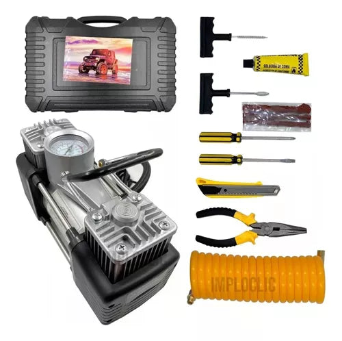 Compresor De Aire +kit Neumaticos 23amp 85l/min 150psi 12v