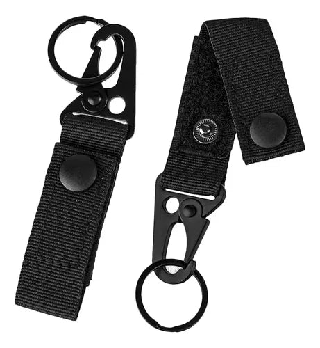 Llavero Mosqueton Tactico Molle Velcro Llavero Camping Negro