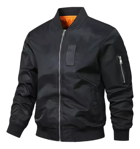 Chaqueta Aviador Chaqueta Bomber Impermeable Cazadora Negro Ziper