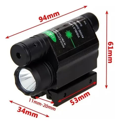 Laser Tactico Linterna Tactica Pistola Fusil Riel 20mm 2en1