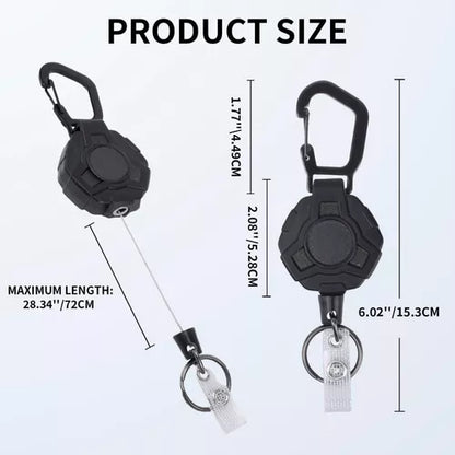 Porta Carnet Retractil Mosqueton Llavero Tactico Portacarnet