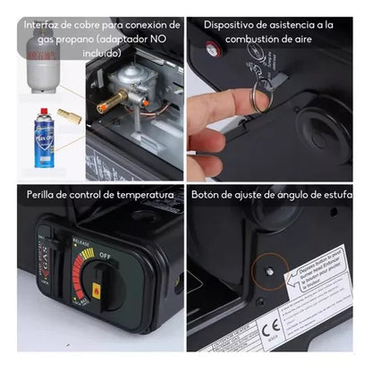 Calefactor Cocinilla Gas Hibrida 2 En 1 Portatil Camping