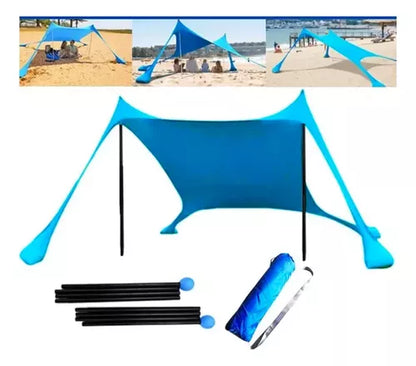 Toldo Solar Playa Lycra Estaca Parasol Portatil Refugio 3x3