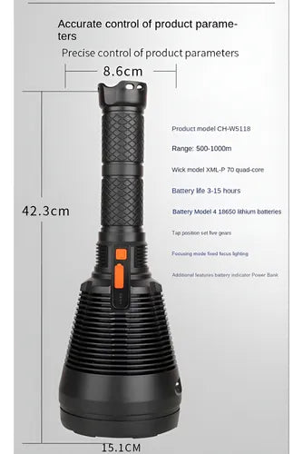 Linterna Led Linterna Potente Recargable Linterna Caza 1800l