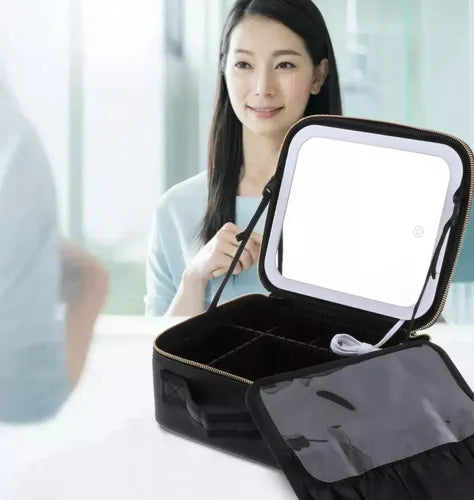 Bolso Maquillaje Cosmetiquero Espejo Led Bolso Mano 26x23x13