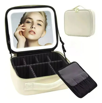 Bolso Maquillaje Cosmetiquero Espejo Led Bolso Mano 26x23x13
