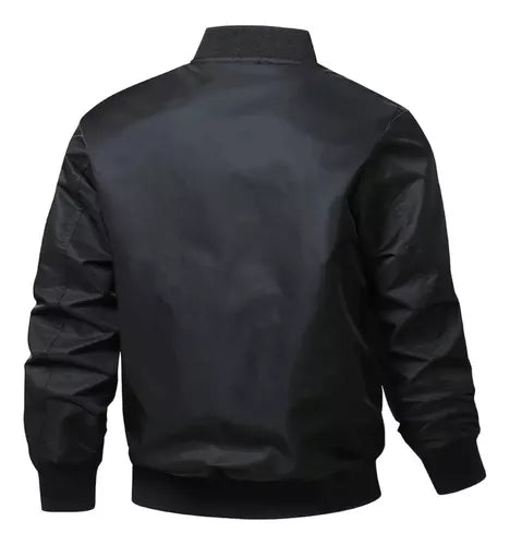 Chaqueta Aviador Chaqueta Bomber Impermeable Cazadora Negro Ziper
