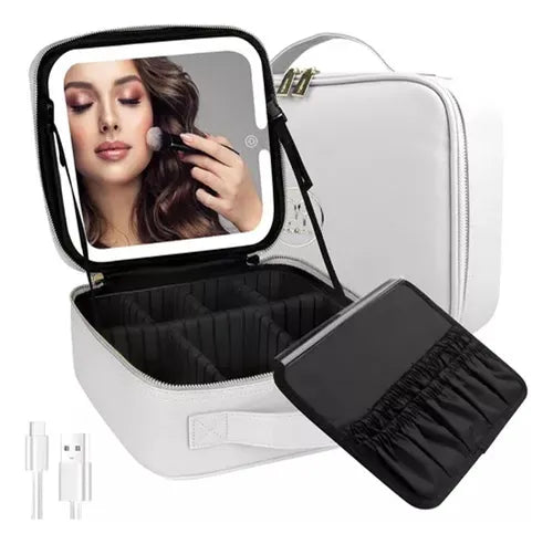 Bolso Maquillaje Cosmetiquero Espejo Led Bolso Mano 26x23x13