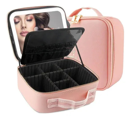 Bolso Maquillaje Cosmetiquero Espejo Led Bolso Mano 26x23x13
