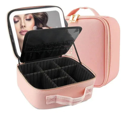Bolso Maquillaje Cosmetiquero Espejo Led Bolso Mano 26x23x13