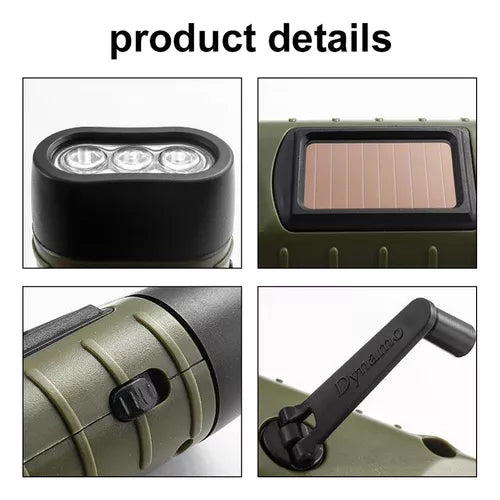 Linterna Dinamo Led Recargable Solar Trekking Camping