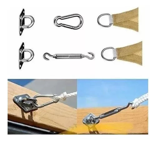 Kit De Instalacion Toldo Vela Gancho Soporte Anclaje 40pz