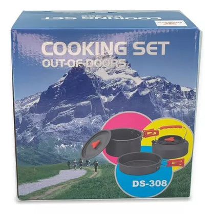 Set Ollas Outdoor Camping Cocinilla Utensilios Ds-308