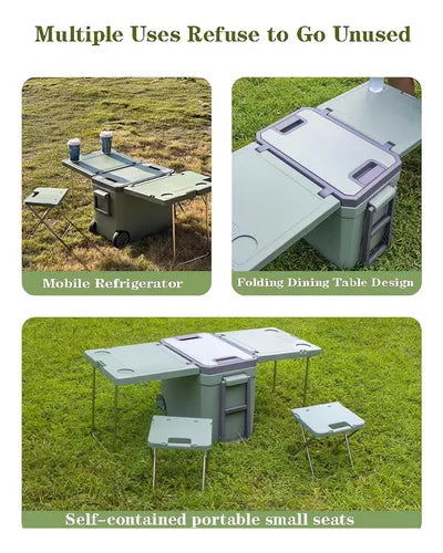 Cooler Portatil Cava Mesa Sillas Plegables Cava Camping 32lt