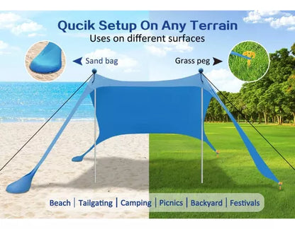 Toldo Solar Playa Lycra Estaca Parasol Portatil Refugio 3x3