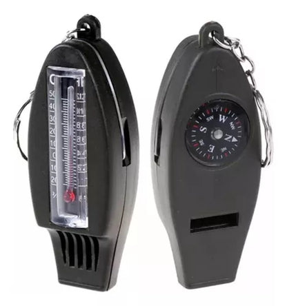Silbato Emergencia 4 En 1 Lupa Temperatura Brujula Llavero