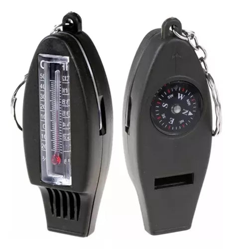 Silbato Emergencia 4 En 1 Lupa Temperatura Brujula Llavero