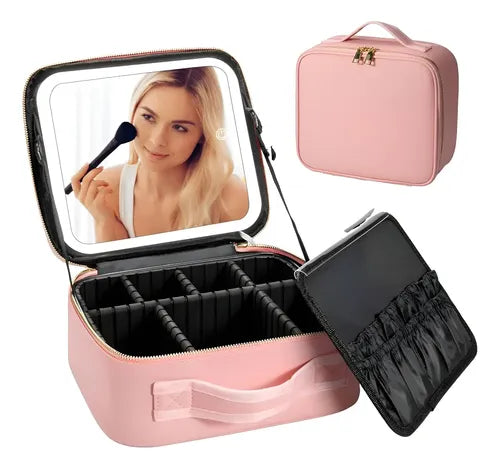 Bolso Maquillaje Cosmetiquero Espejo Led Bolso Mano 26x23x13