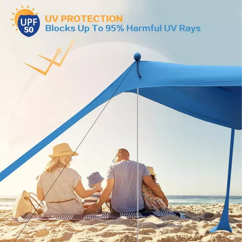Toldo Solar Playa Lycra Estaca Parasol Portatil Refugio 3x3